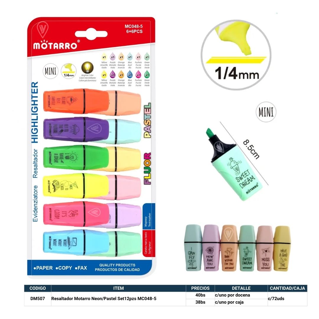 Resaltadores 12 colores