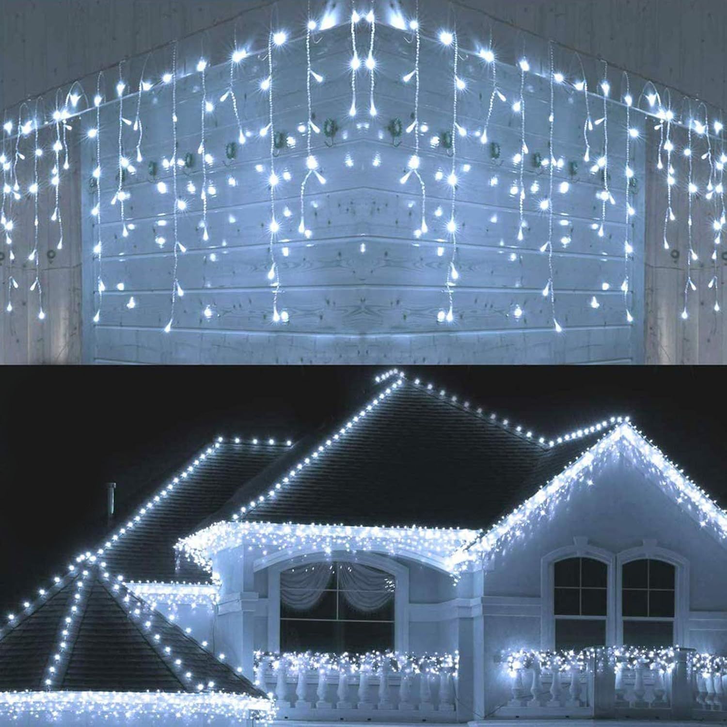 Luces navideñas tipo cascada blancas 10 metros