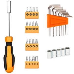 Kit de destornillador, llaves y dados