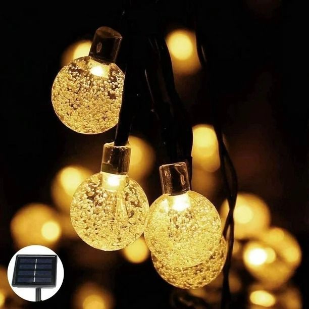 Luces LED solares esfera 6 mts amarillas