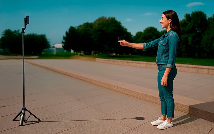 Selfie stick con tripode y control remoto