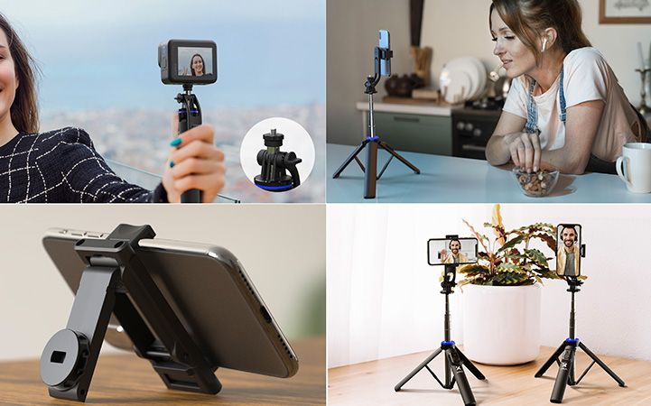 Selfie stick con tripode y control remoto