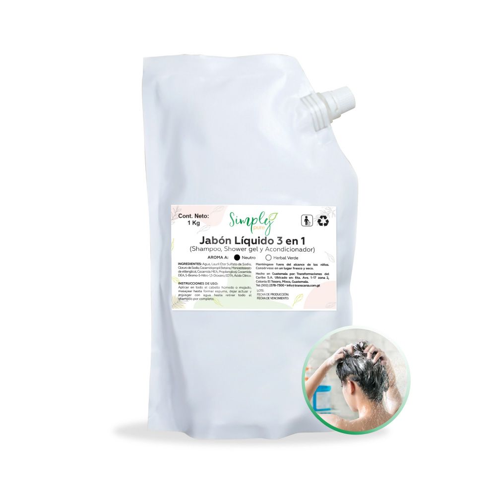 shampoo 3 en 1 acondicionador y gel 1000ml