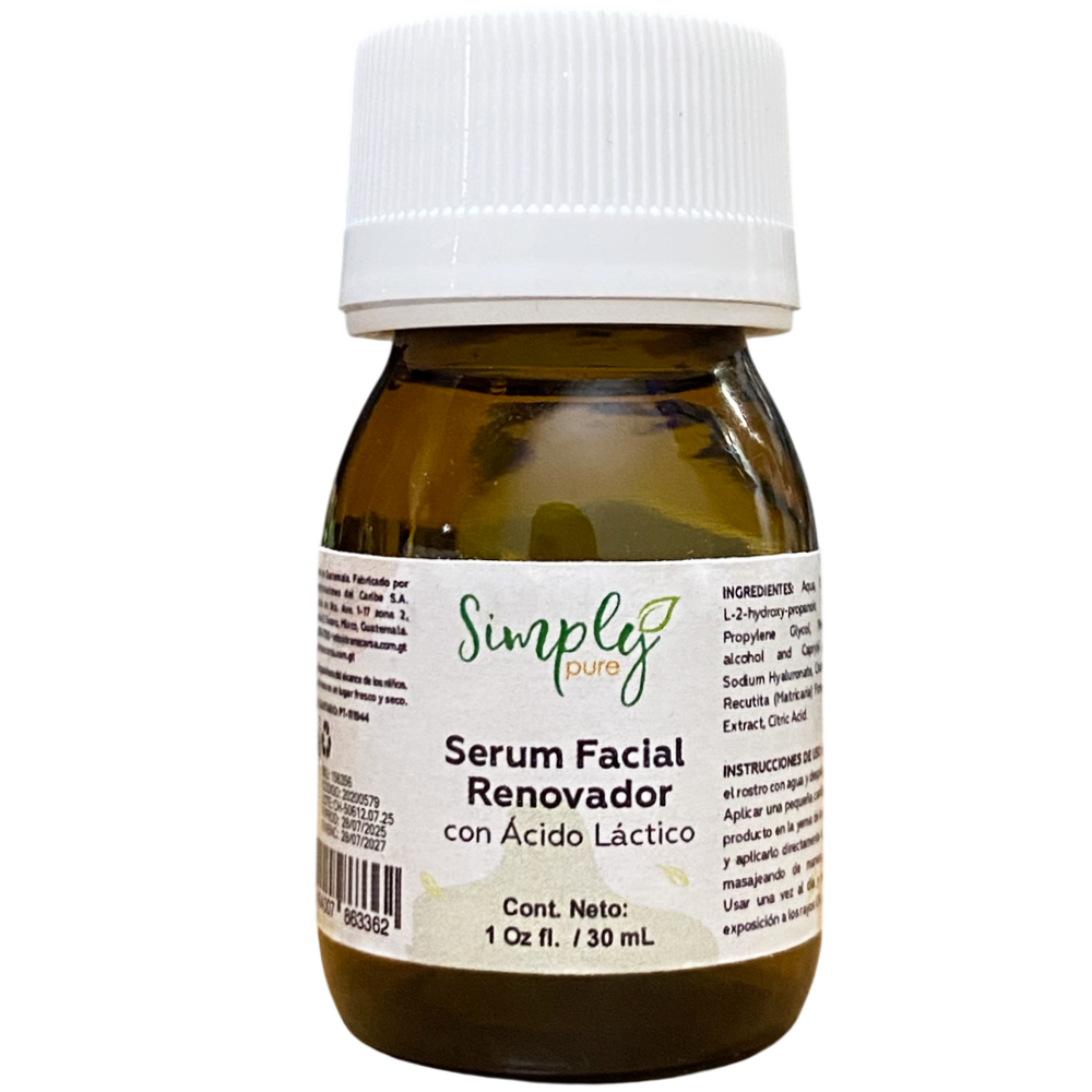 Serum facial renovador con acido lactico 1oz