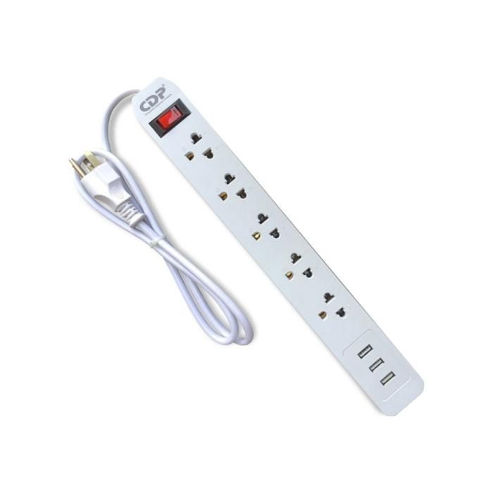 Regleta supresora 5 entradas +3 USB