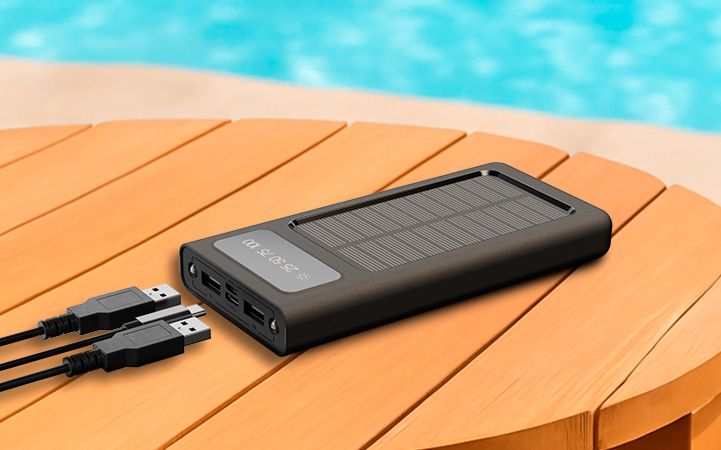 Power bank solar 10000mah + 4 cables