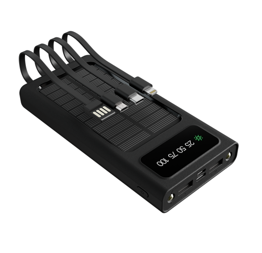 Power bank solar 10000mah + 4 cables