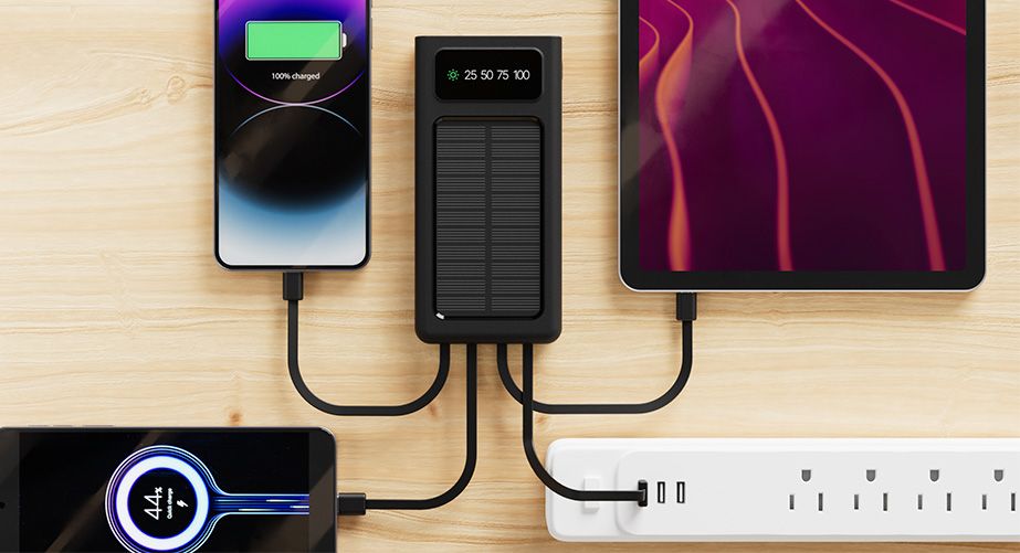 Power bank solar 10000mah + 4 cables