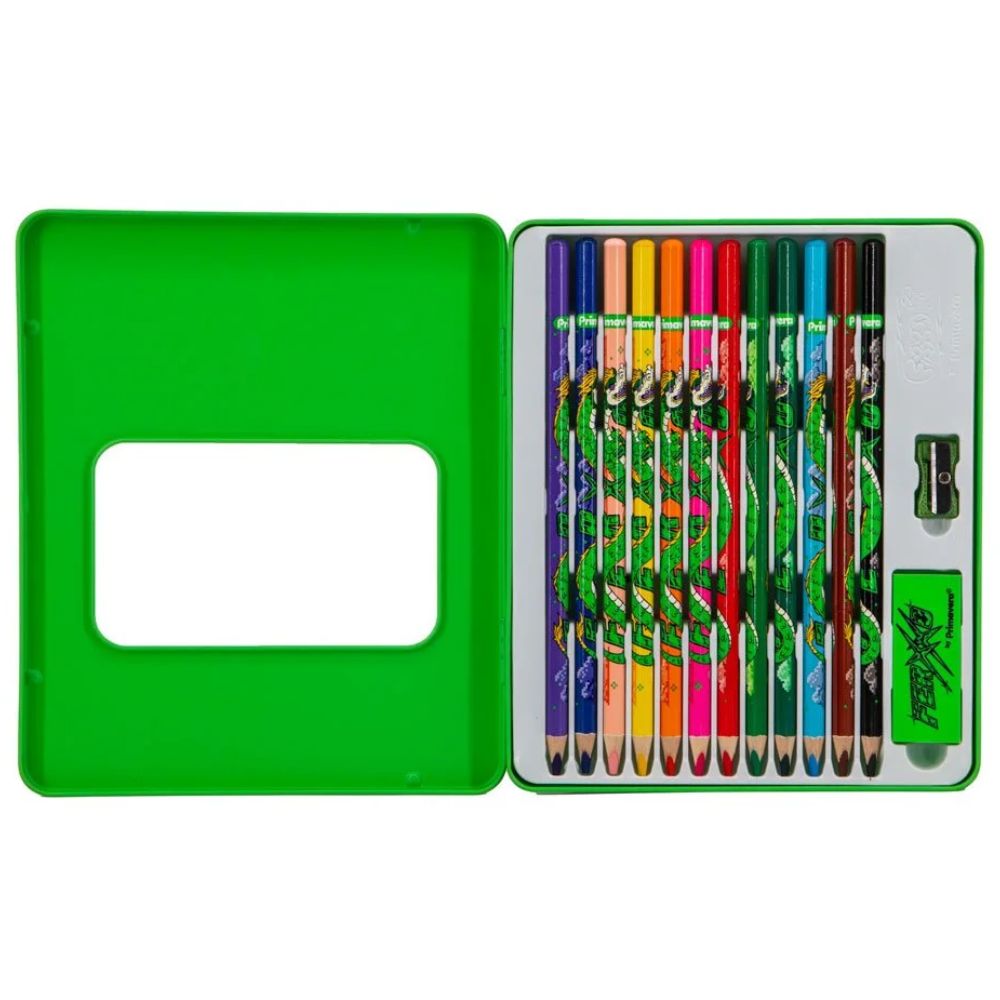 Caja metalica con crayones set 14 piezas