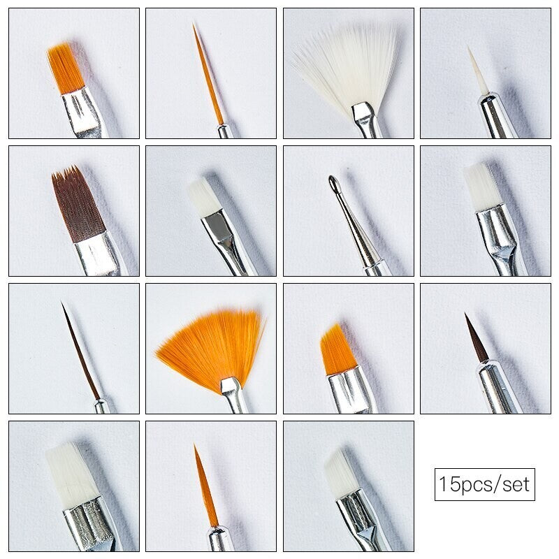 Pinceles para uñas 15 piezas