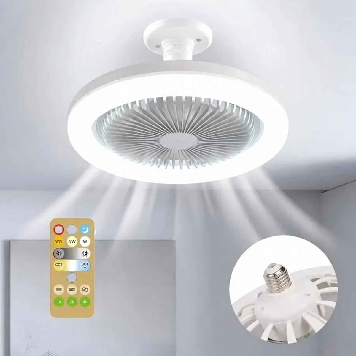 Ventilador con bombilla LED