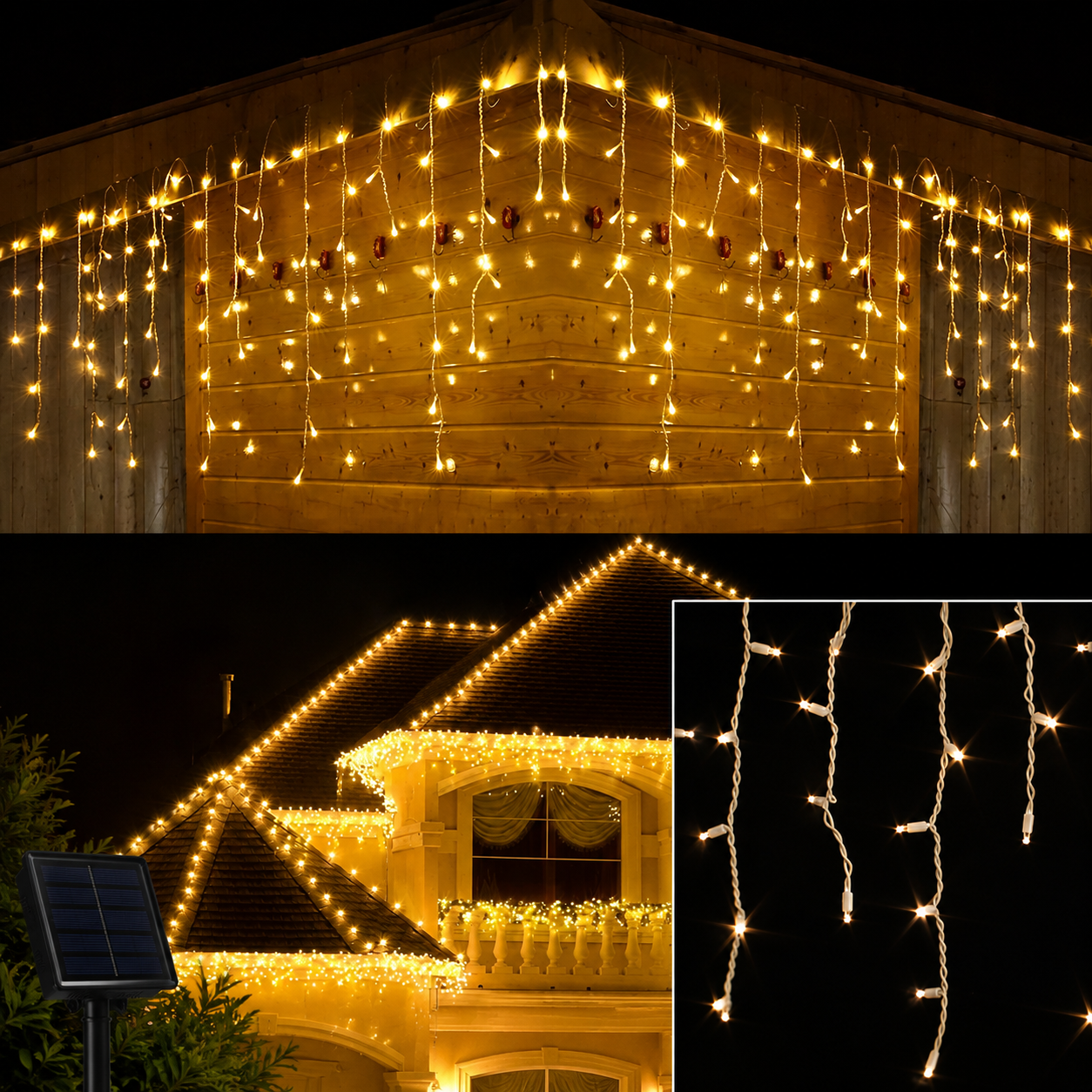 Luces LED solares cascada amarillas 3 metros
