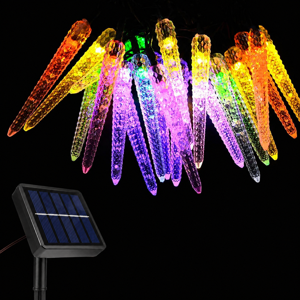 Luces LED solares 5 metros de colores carambanos