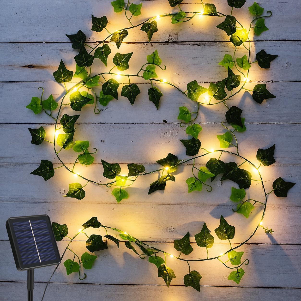 Luces LED solares amarillas 5 metros hojas