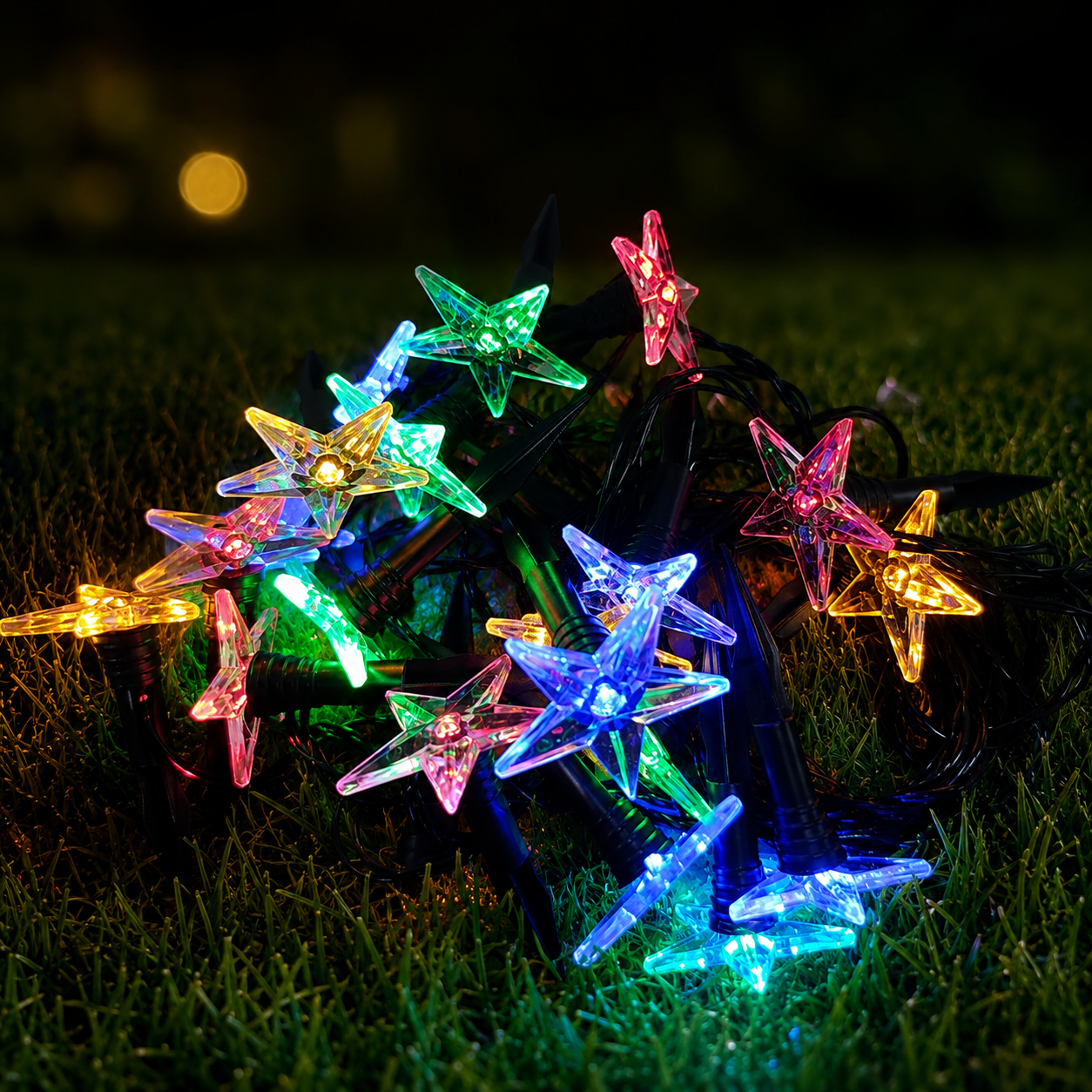 Luces LED solares estrellas 9 metros de colores