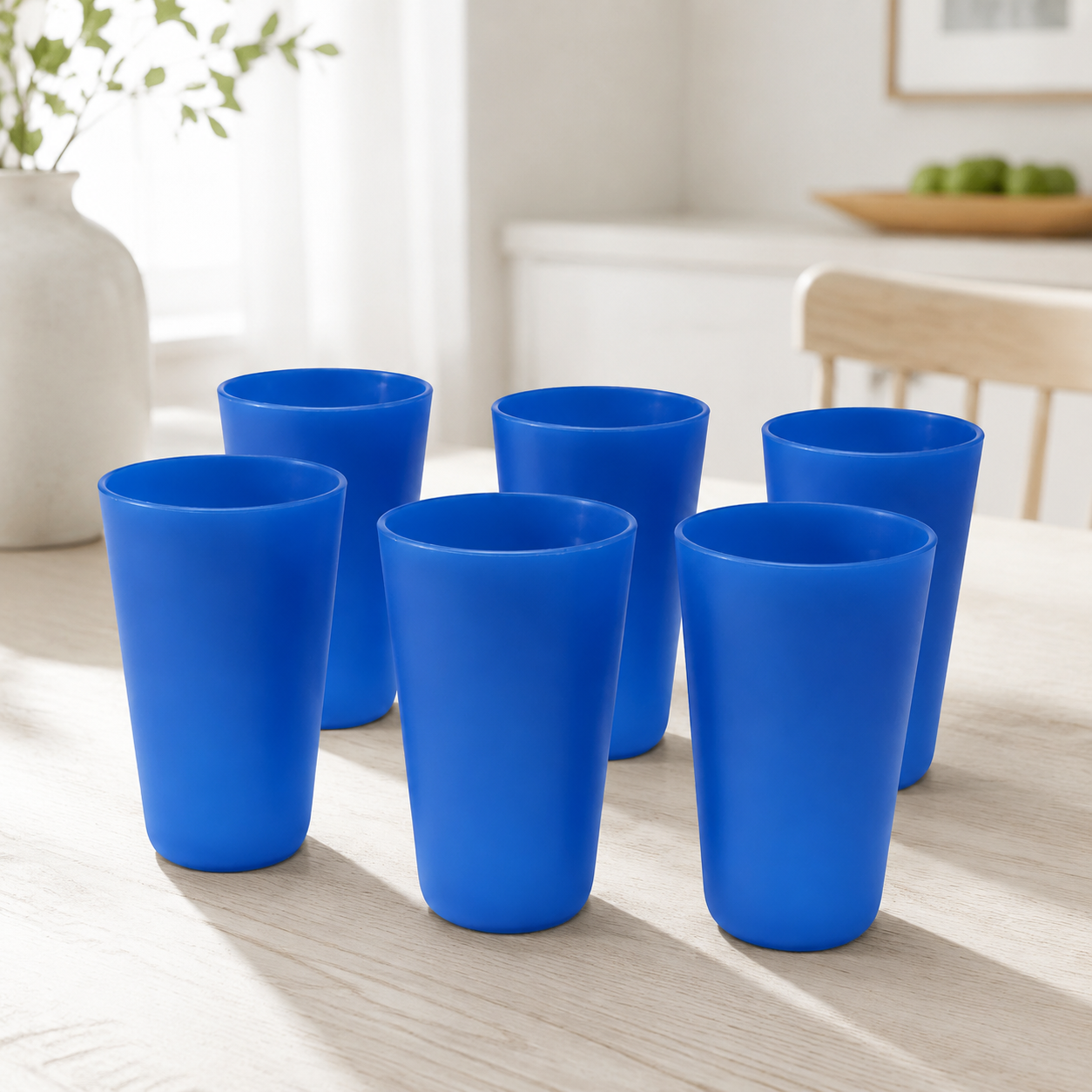 Vasos redondos azules 300ml 6 unidades