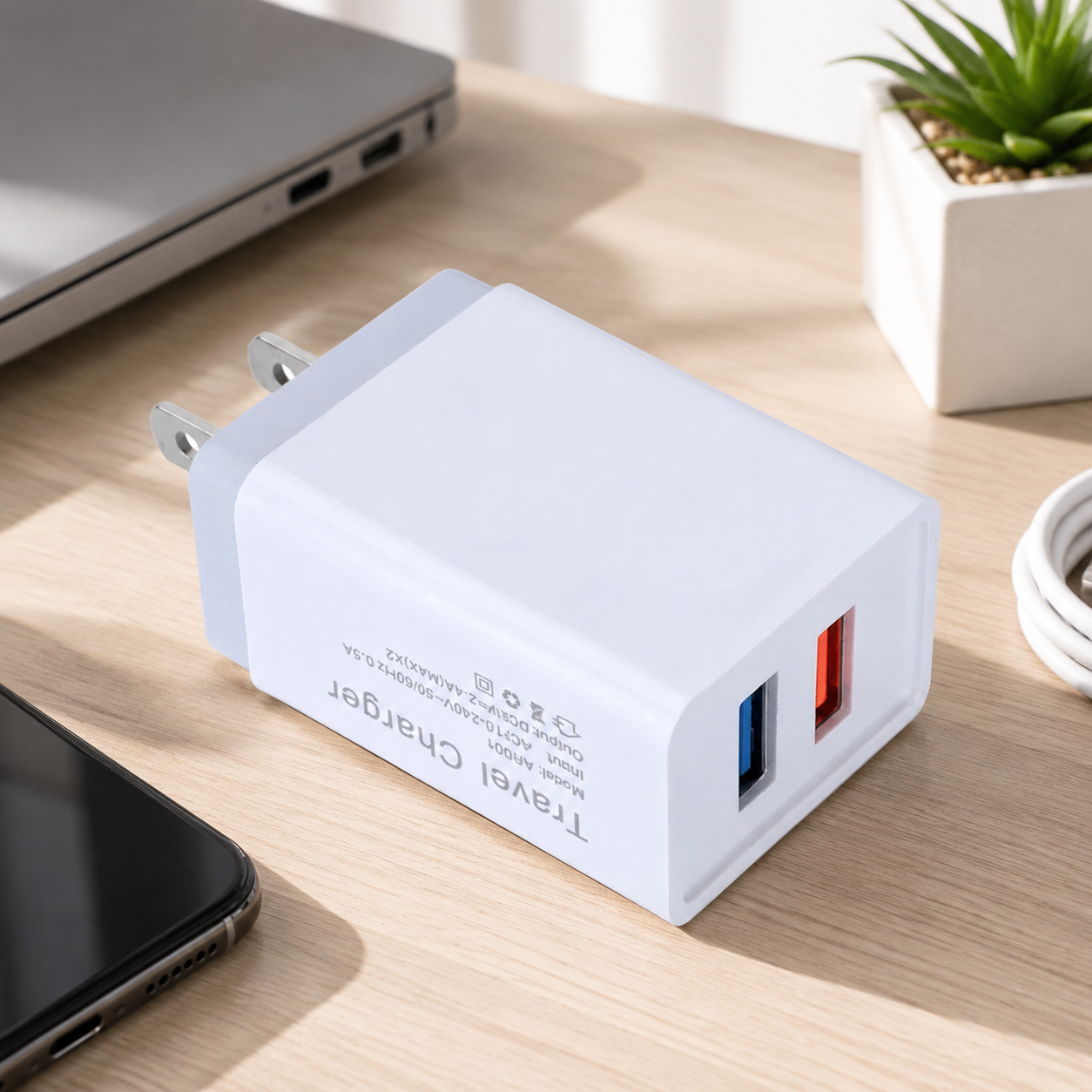 Cargador USB doble carga rapida