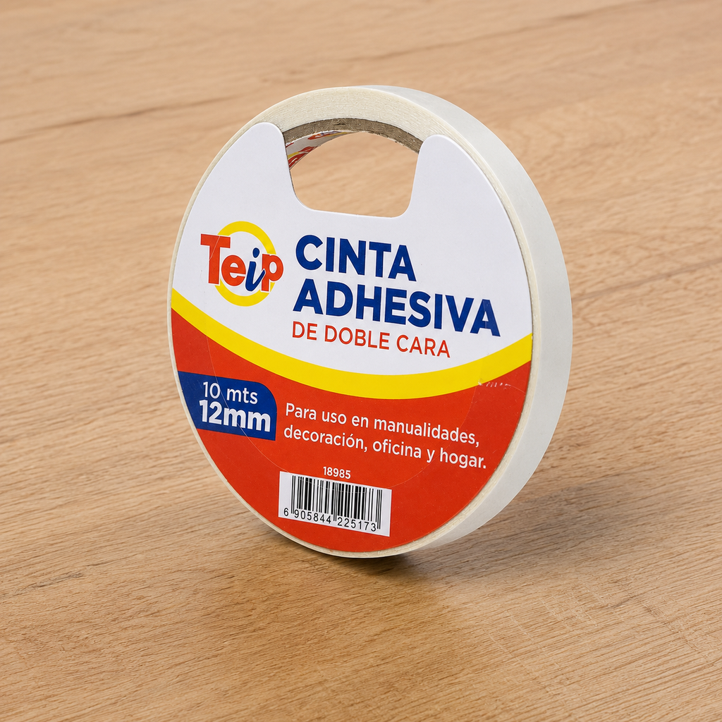 Cinta doble lado transparente 10 mts 12mm