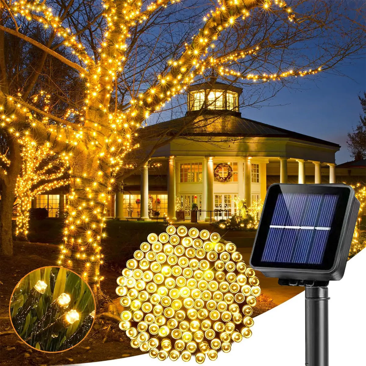 Luces LED solares amarillas 11 metros