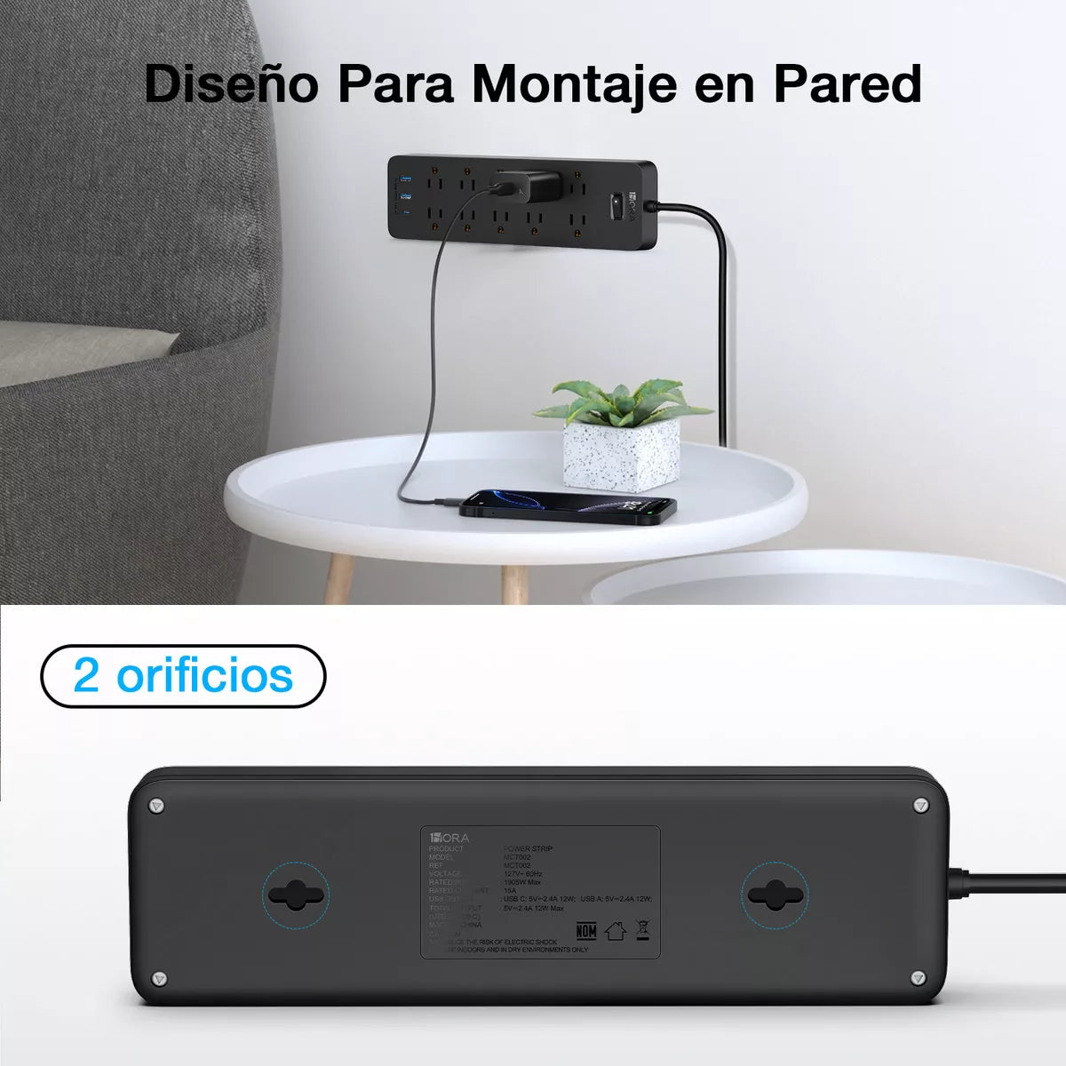 Regleta de 13 puertos con proteccion
