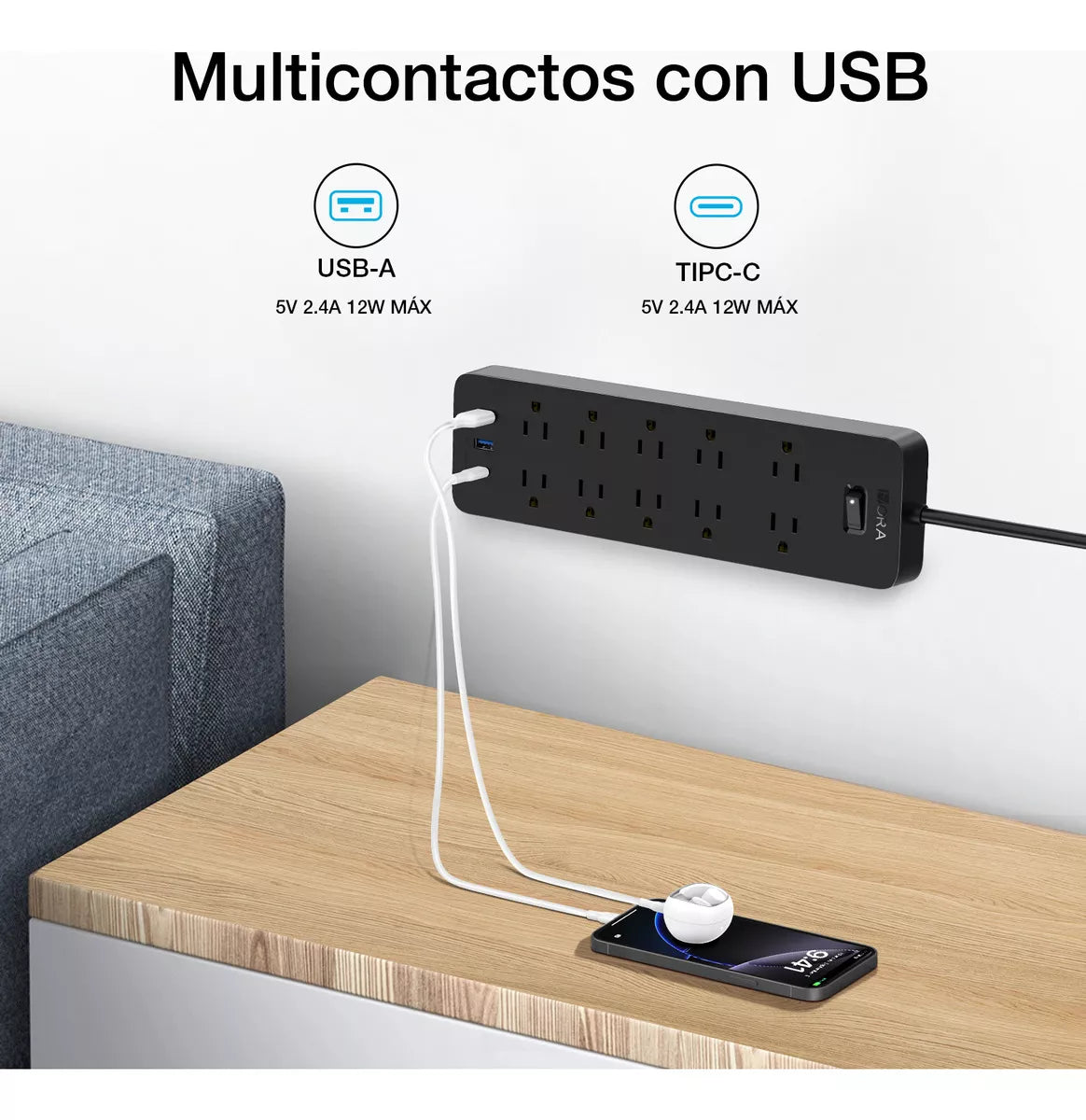 Regleta de 13 puertos con proteccion