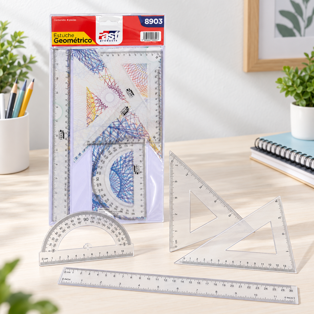 Estuche de gometria 4 piezas