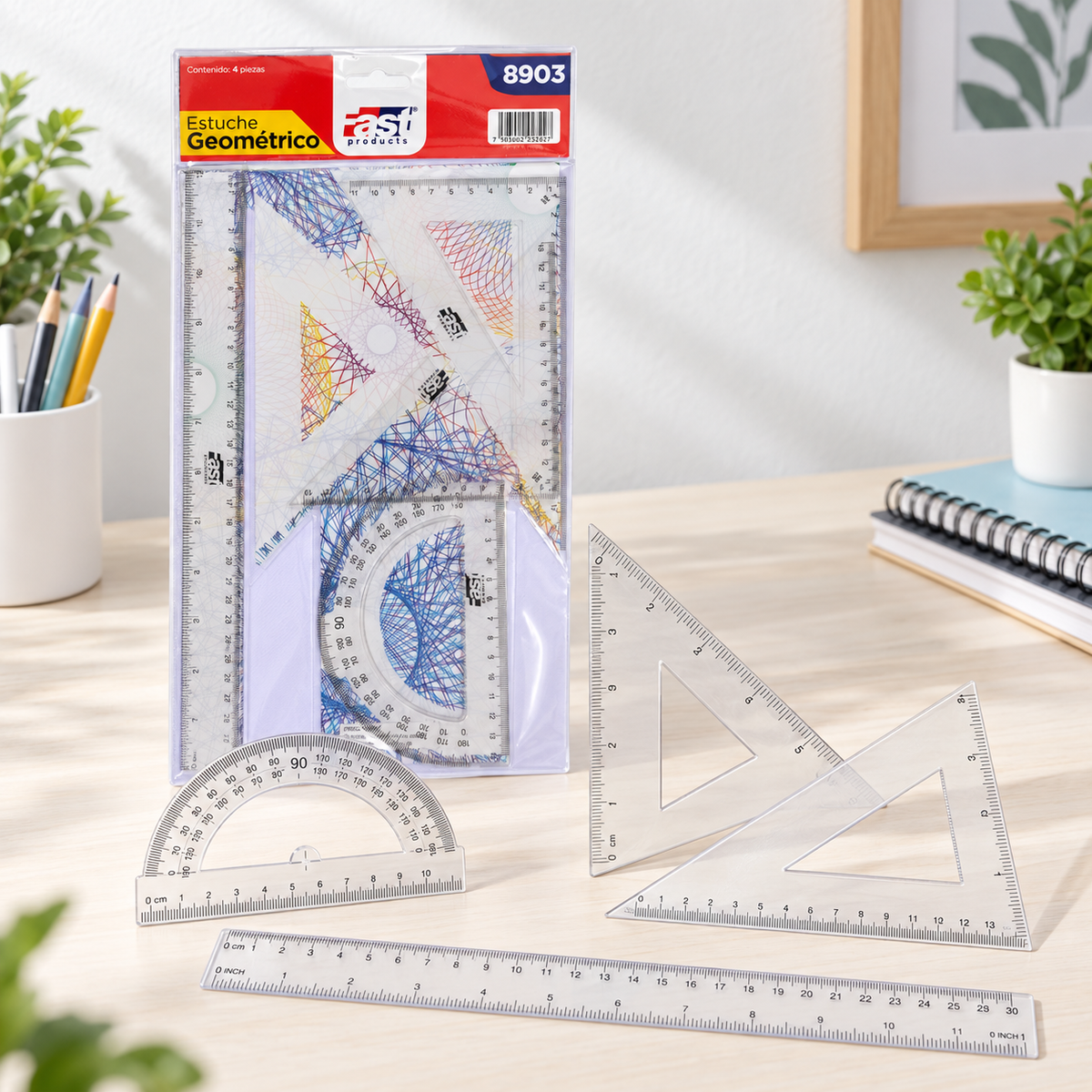 Estuche de gometria 4 piezas