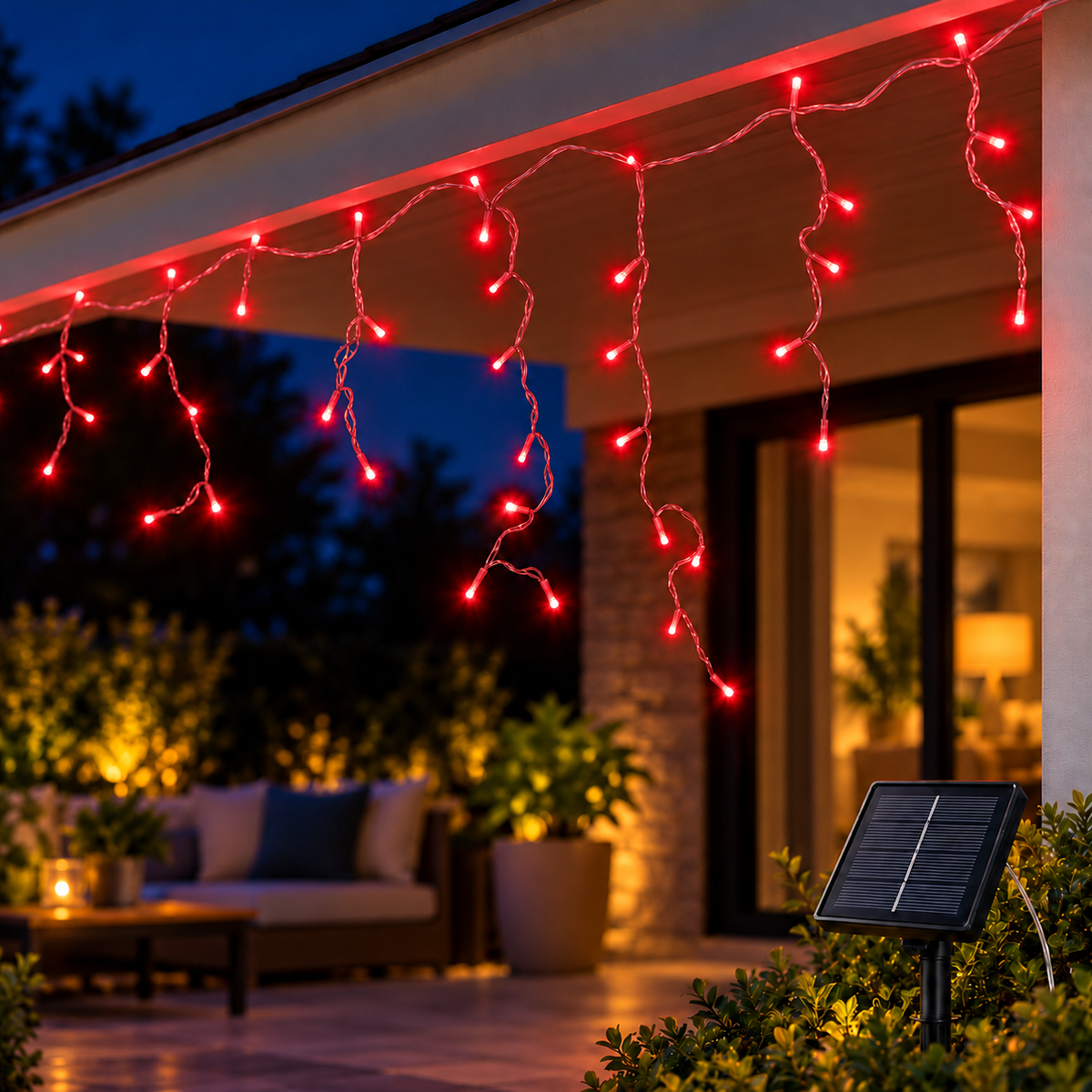 Luces LED de cascada 5.5 metros rojas