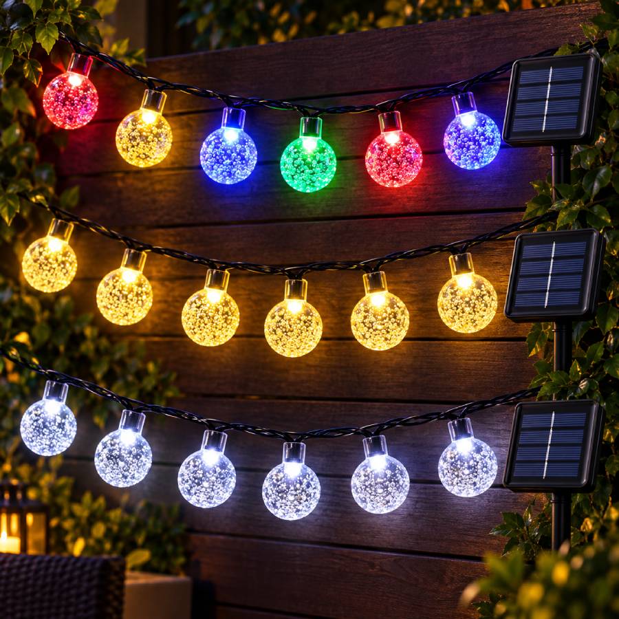 Luces LED solares esfera 6 mts