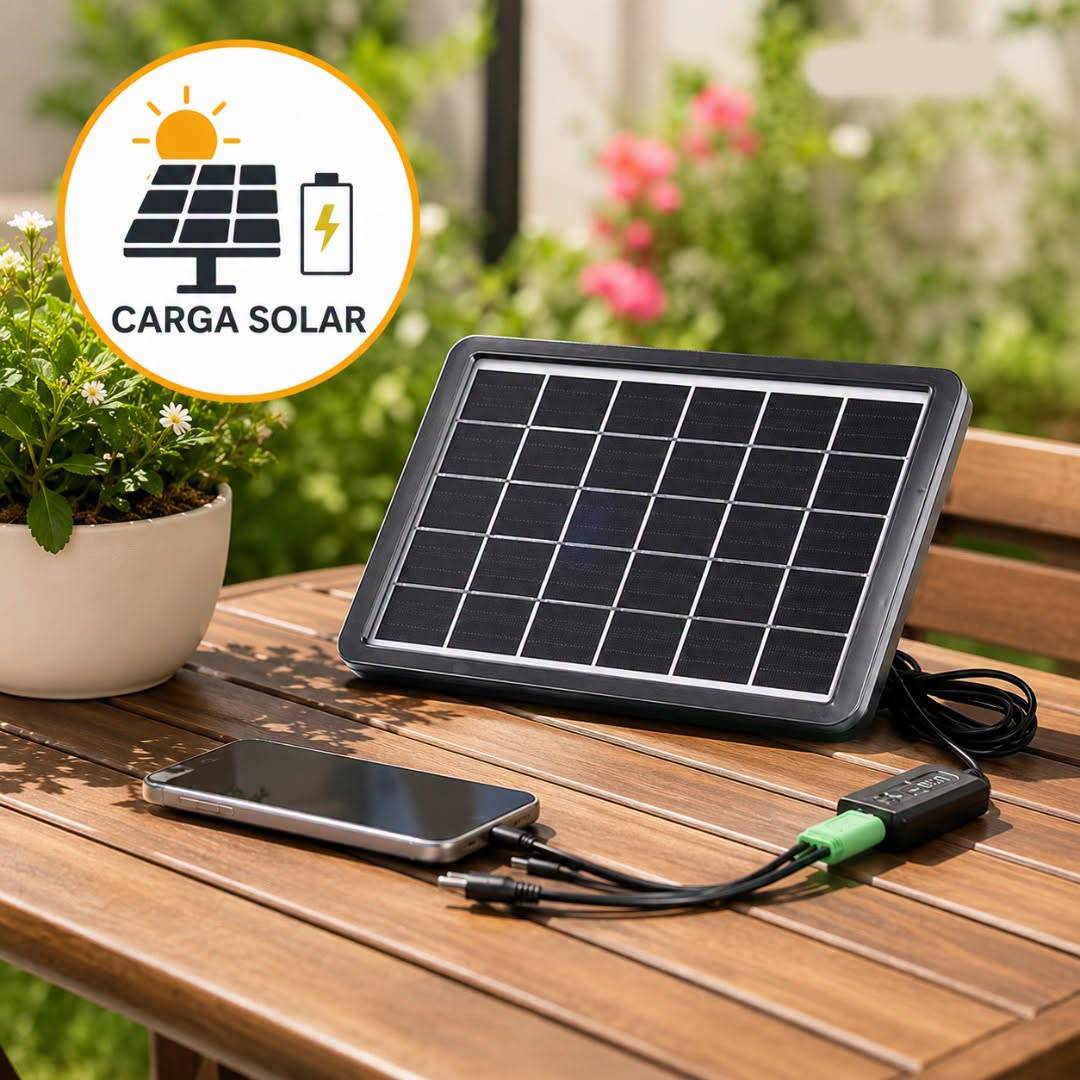 Panel para cargar celular + 4 cables