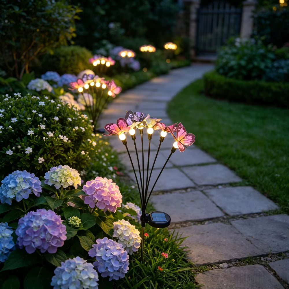 Luces LED solares mariposas 6 luces amarillas