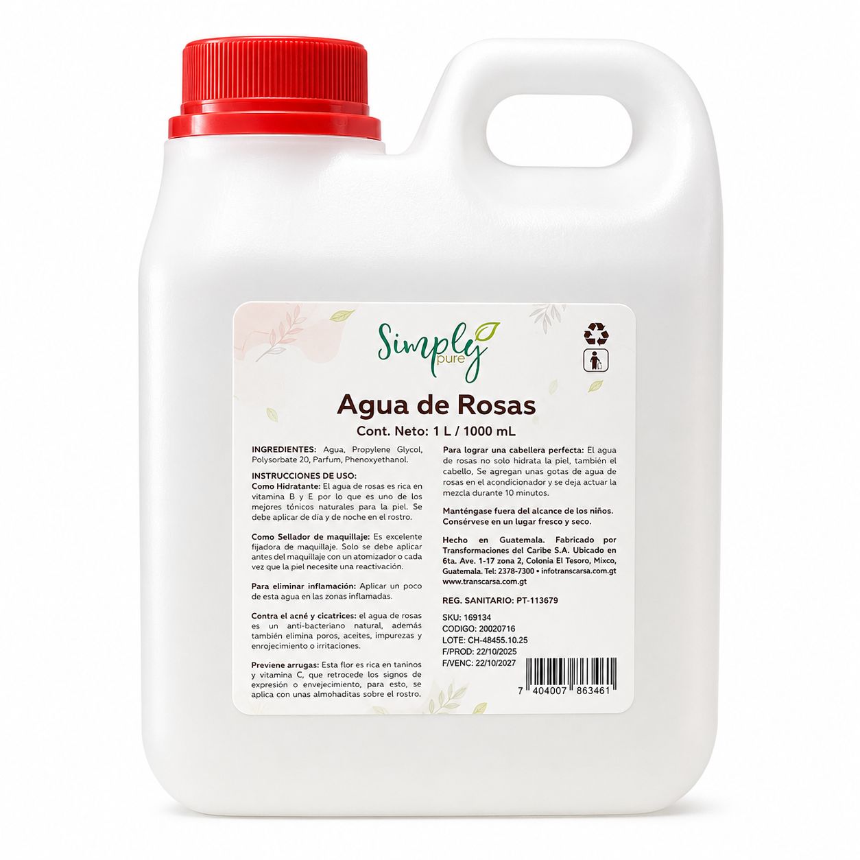 Agua de rosas 1000ml - anacate