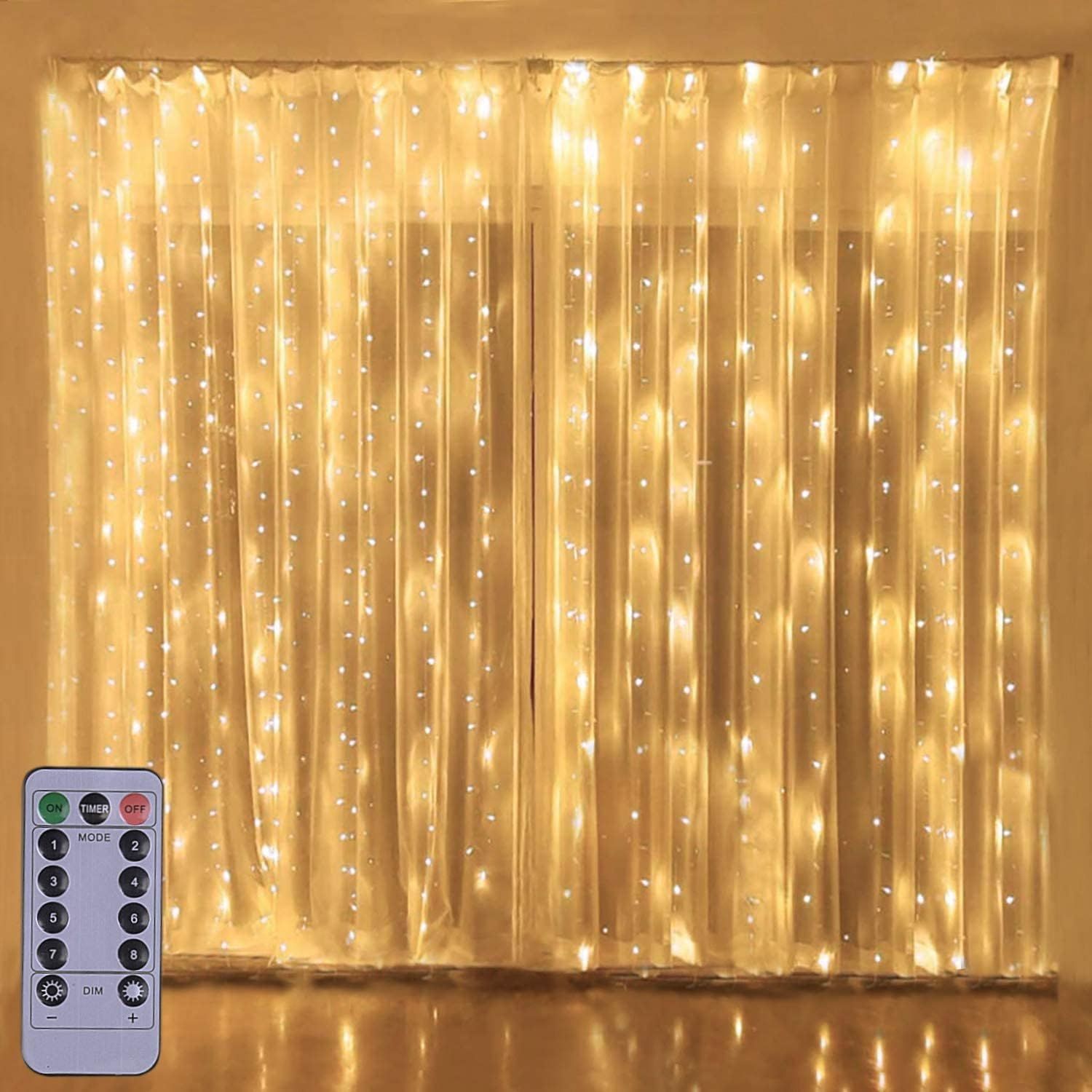 Luces LED de cortina USB 3x2 mts amarillas - anacate
