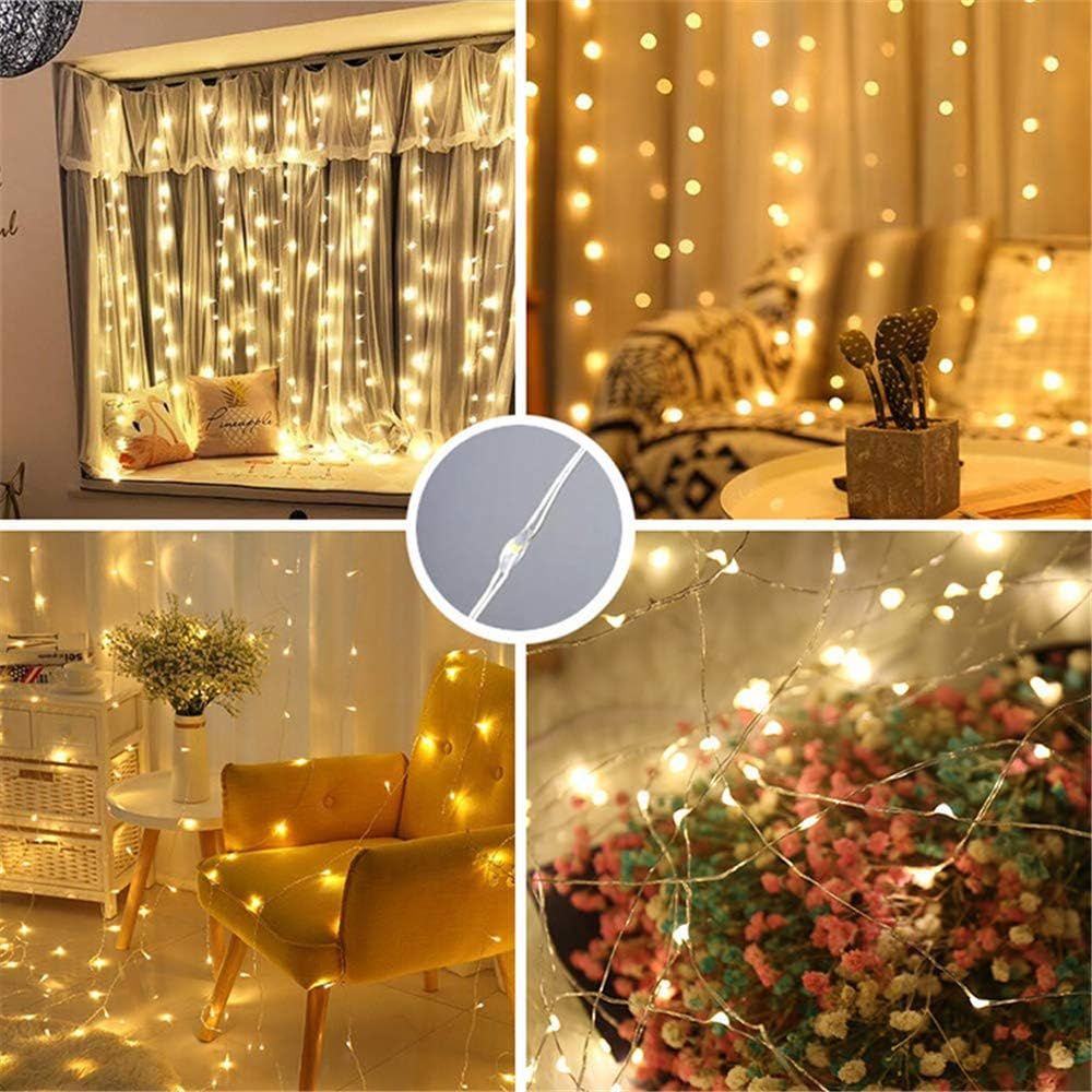 Luces LED de cortina USB 3x2 mts amarillas - anacate