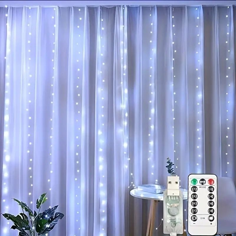 Luces LED de cortina USB 3x2 mts blancas - anacate