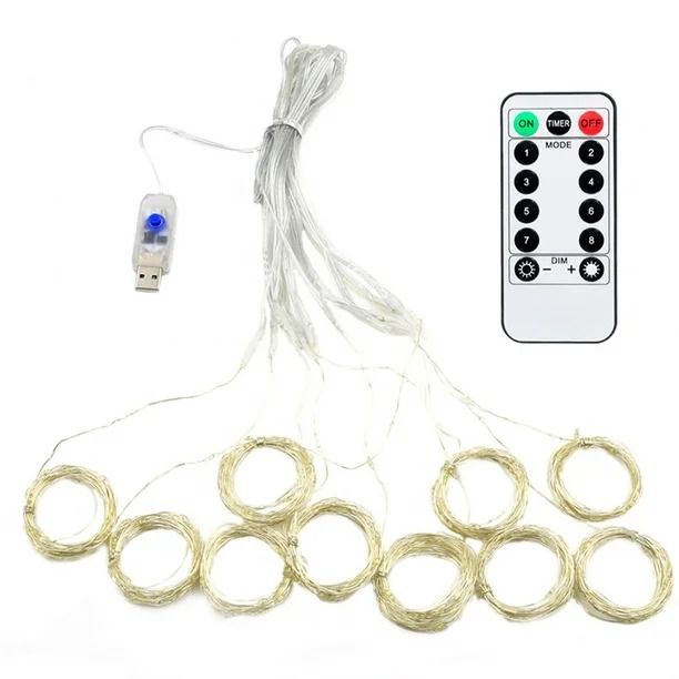 Luces LED de cortina USB 3x2 mts blancas - anacate