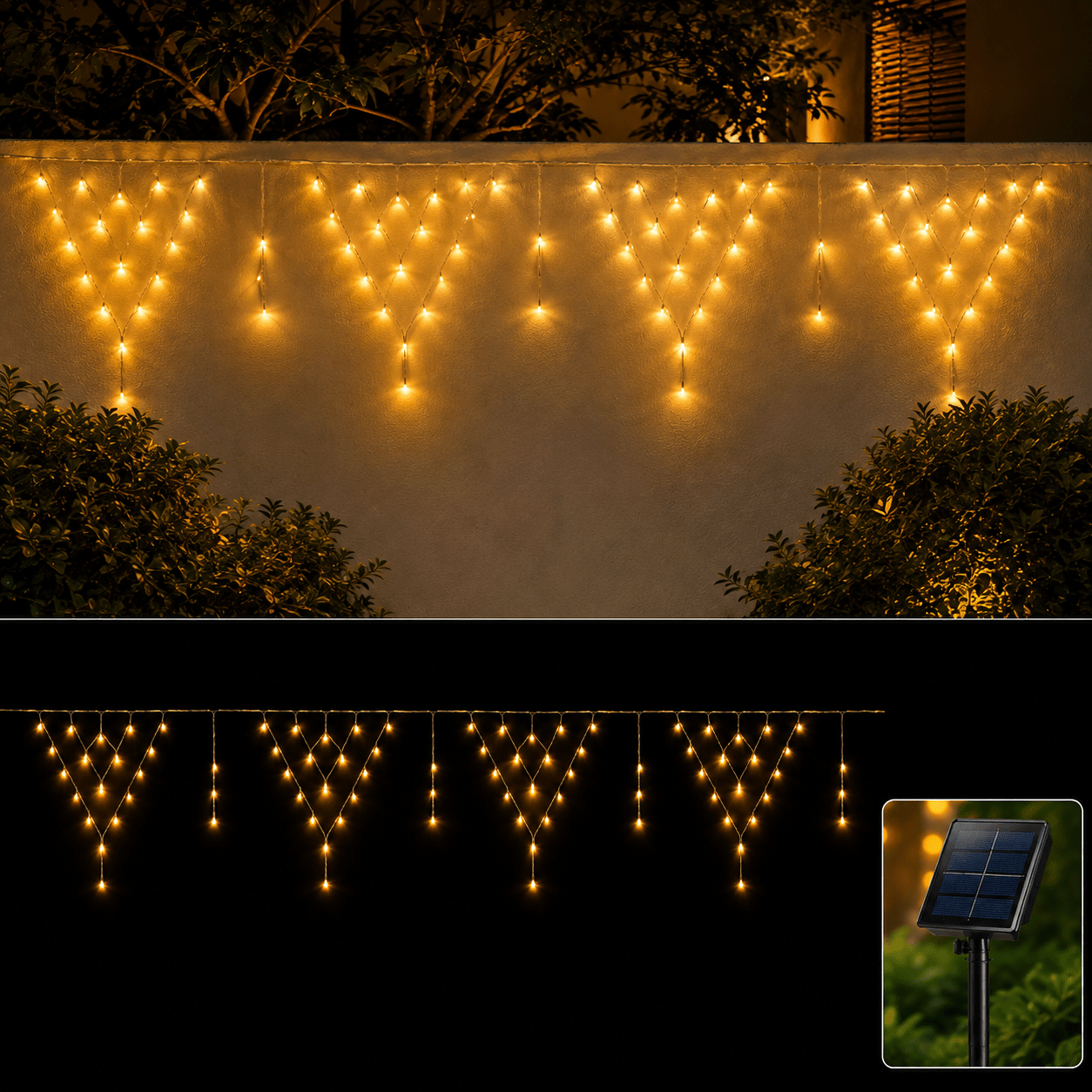 Luces LED solares cascada amarillas 5 metros - anacate