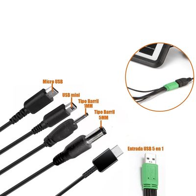 Panel para cargar celular + 4 cables - anacate