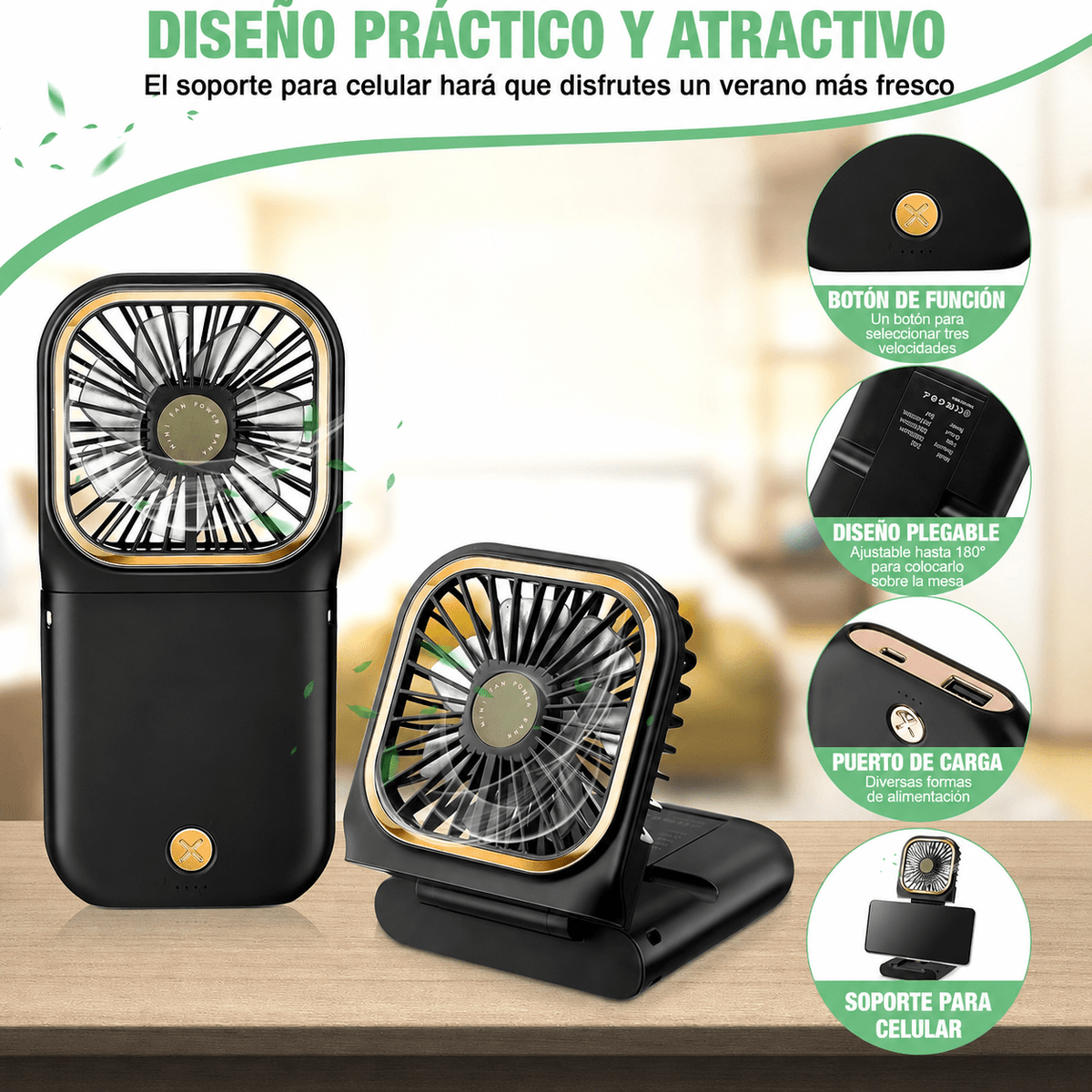 Ventilador mini multiposicion recargable - anacate